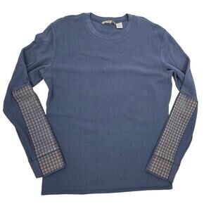 Vintage Paul Frank Y2K Mens Department Blue Patches Henley Thermal Size Large